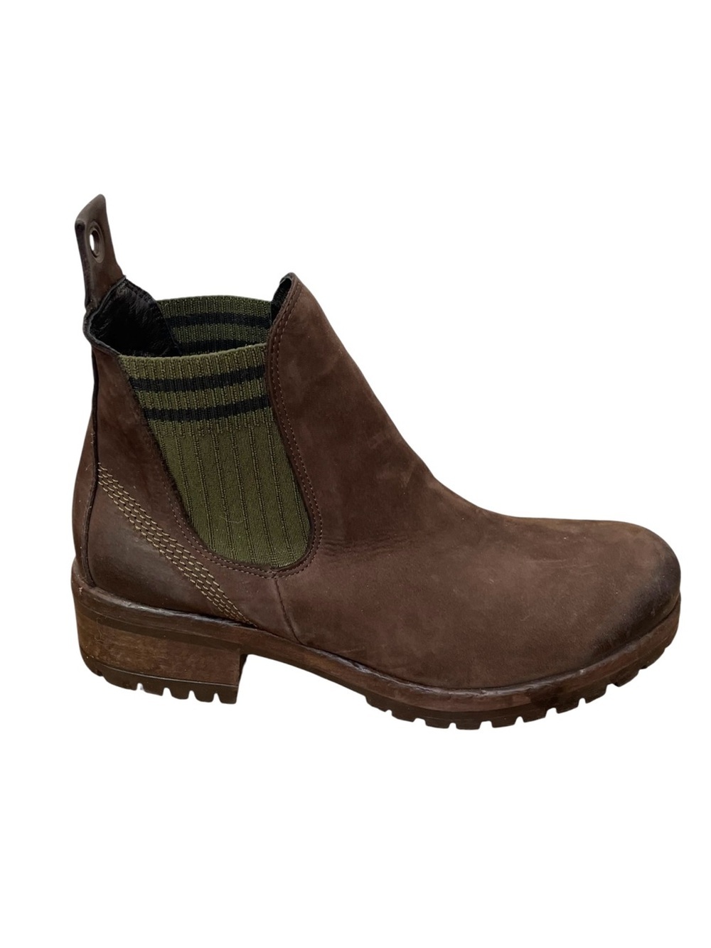 Bueno Florida Brown Suede Olive Knit Chelsea Boot Size 41